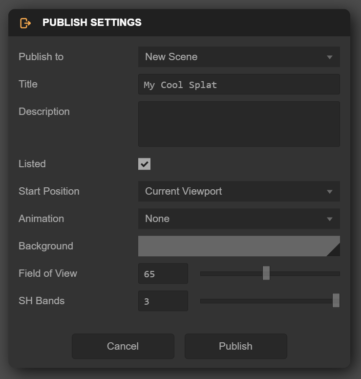 Publish Settings